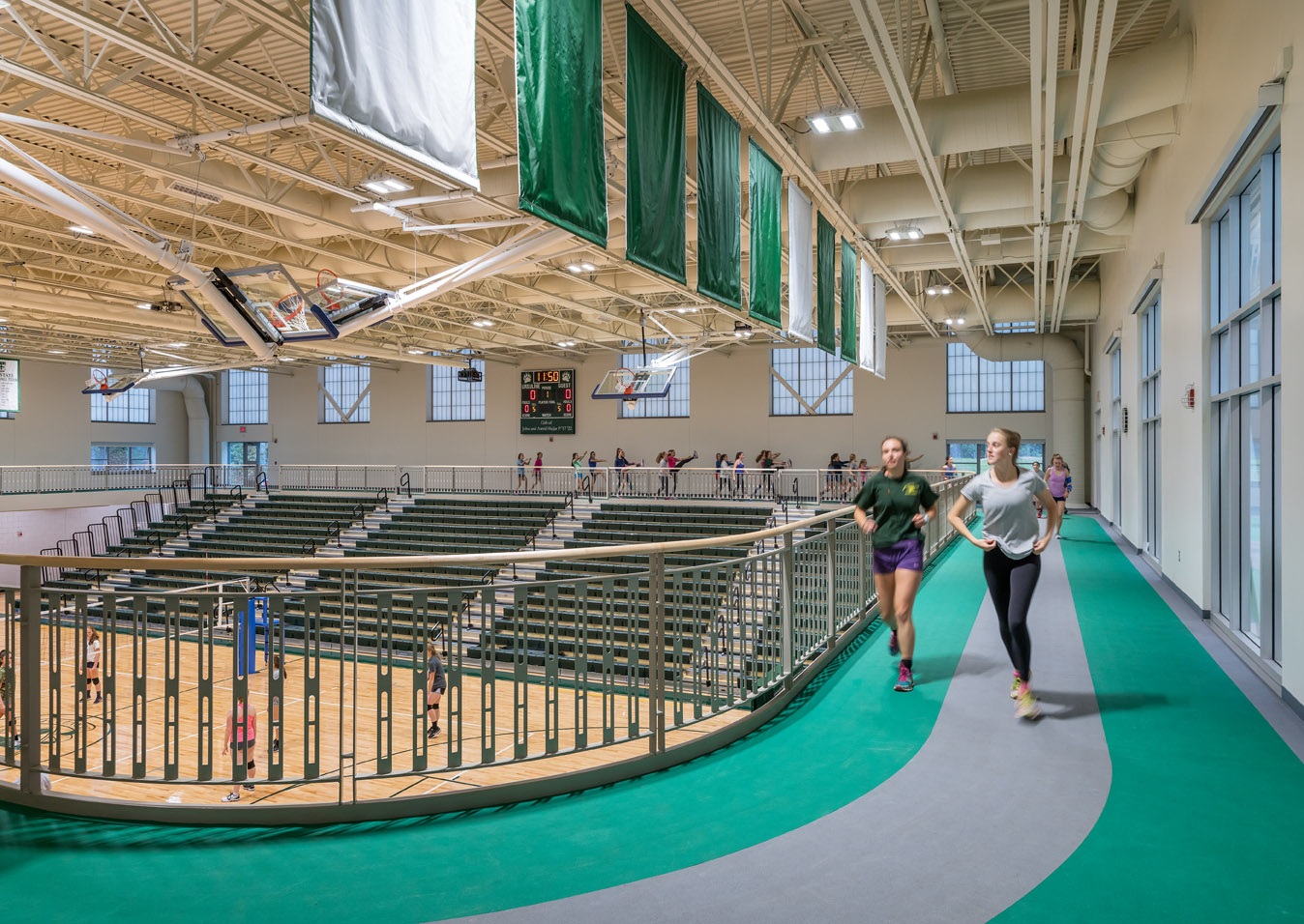 raised track above gym