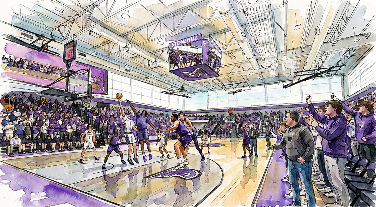 rendering of basketball arena at Stonehill College