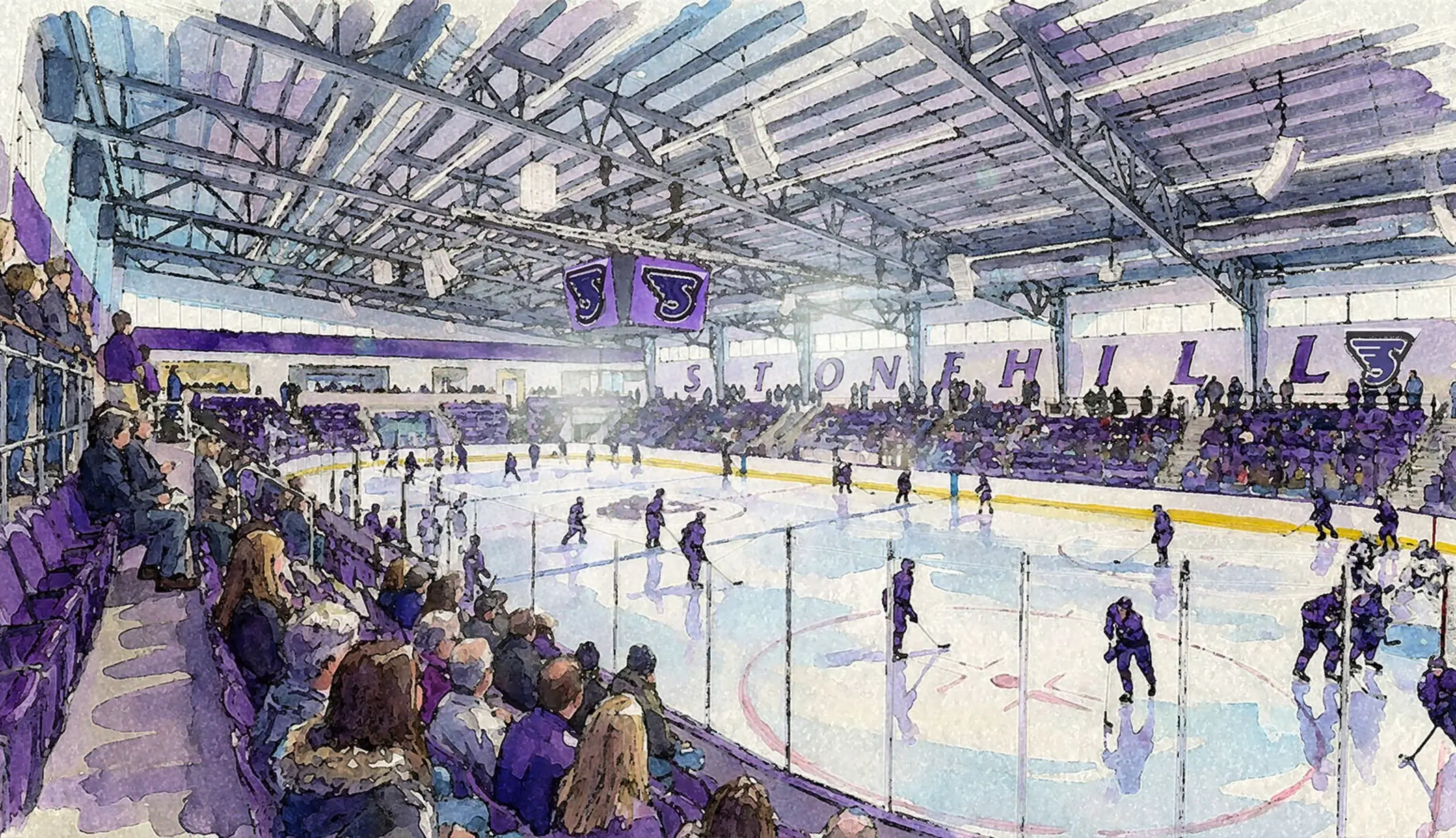 Ice hockey arena rendering for Stonehill College