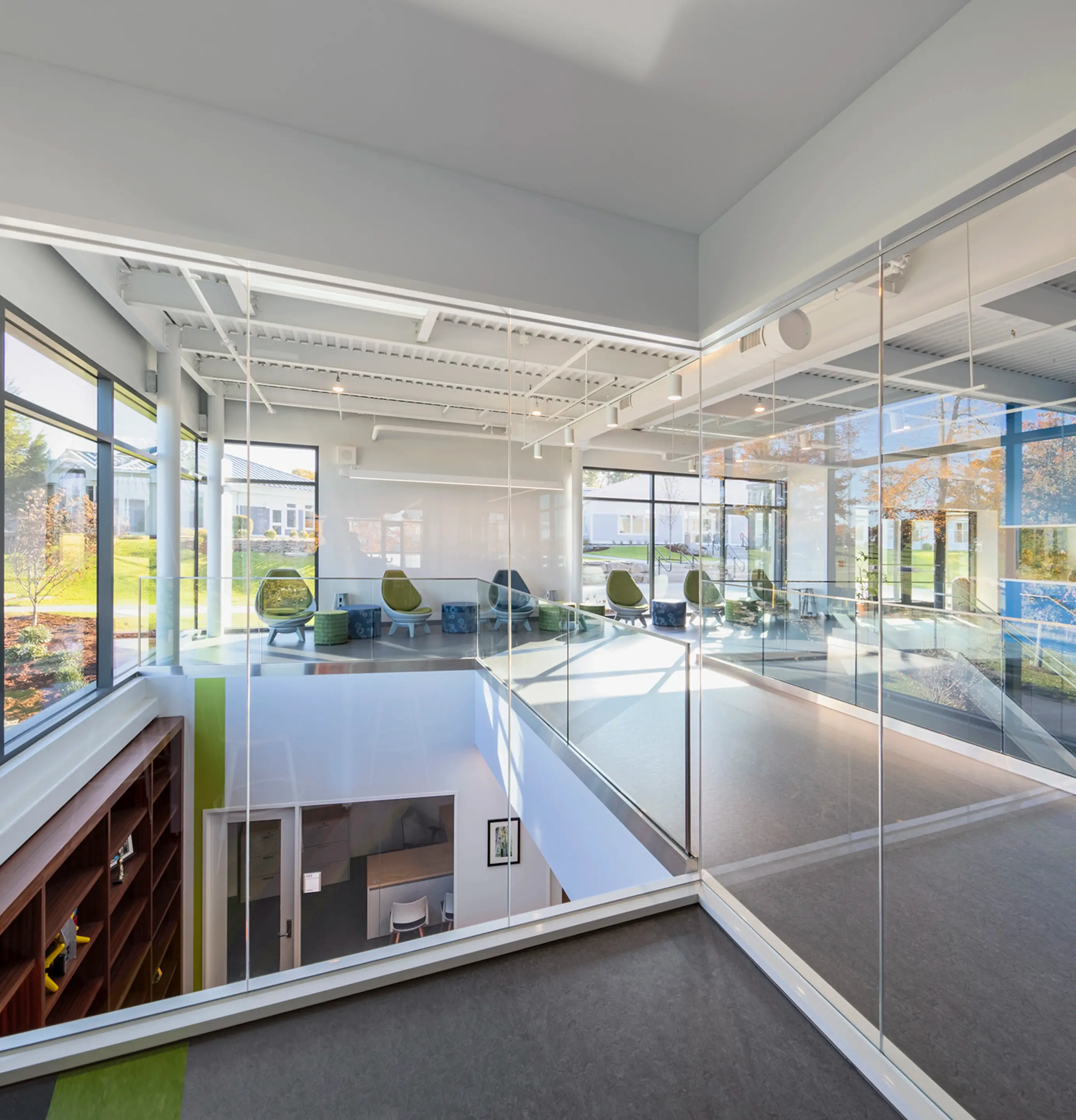 eagle hill school hallways with views outside