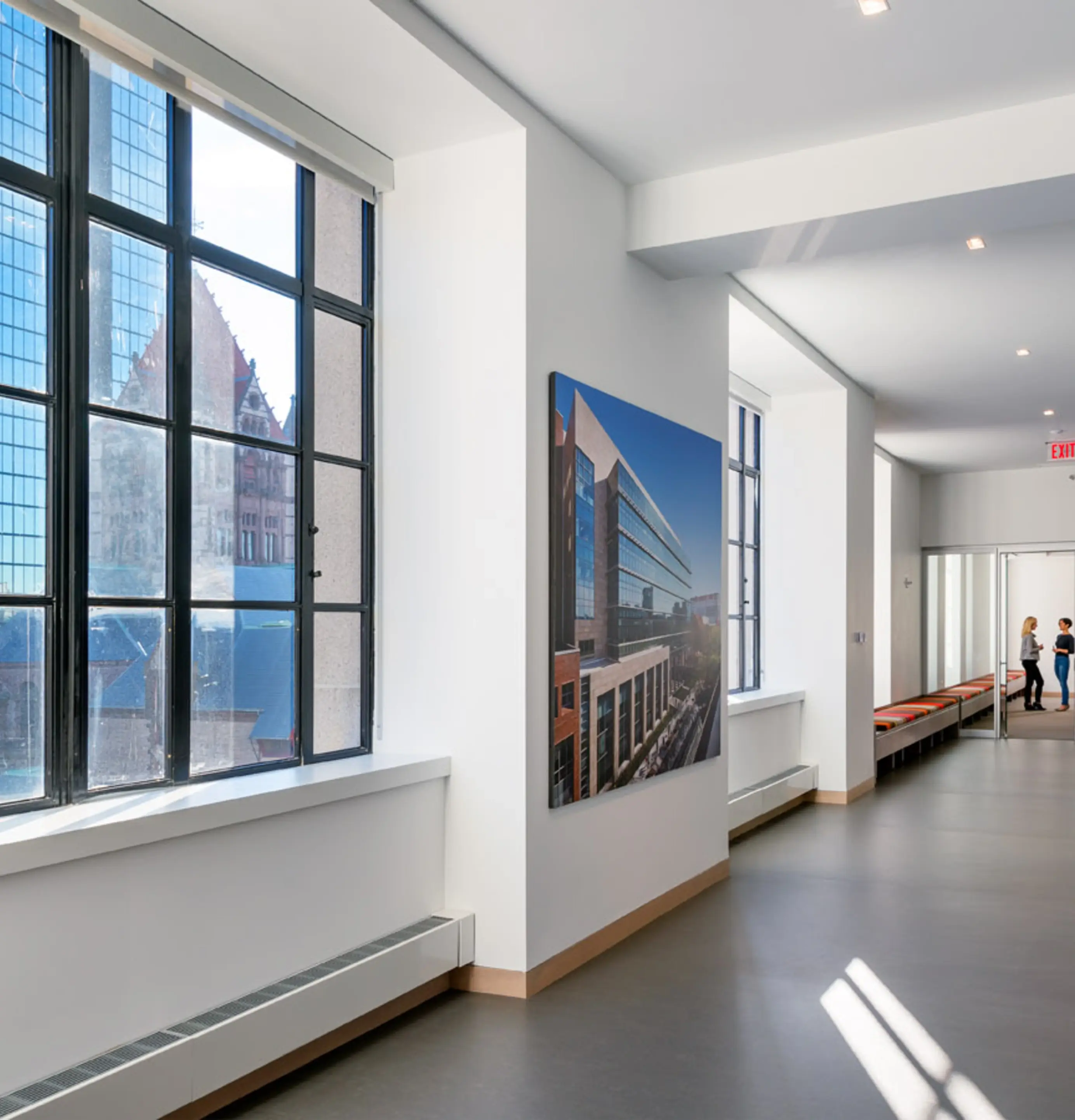 ARC office hallway with view of Boston