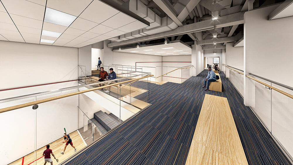 Rendering of squash mezzanine