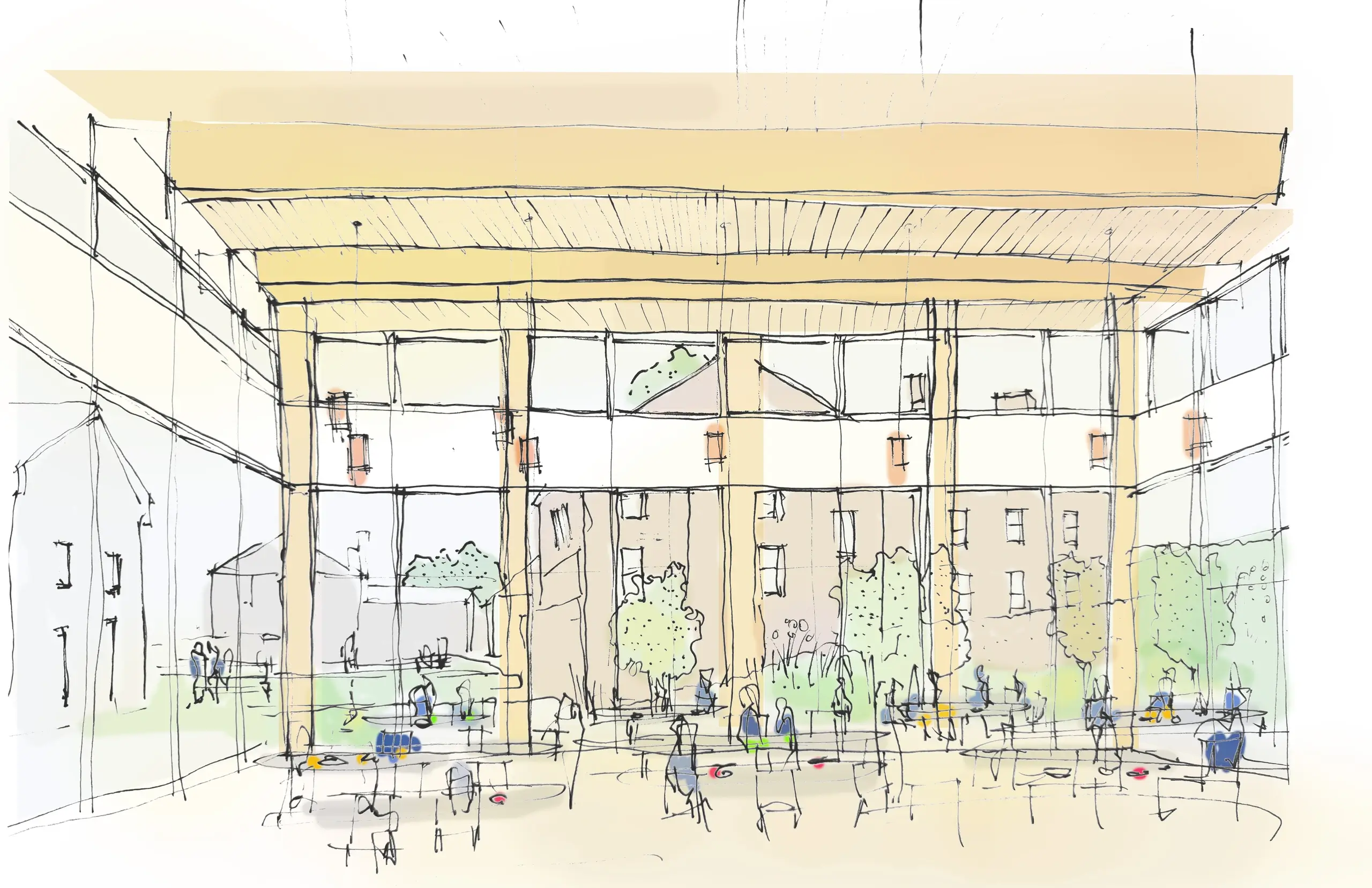 drawing of a campus space