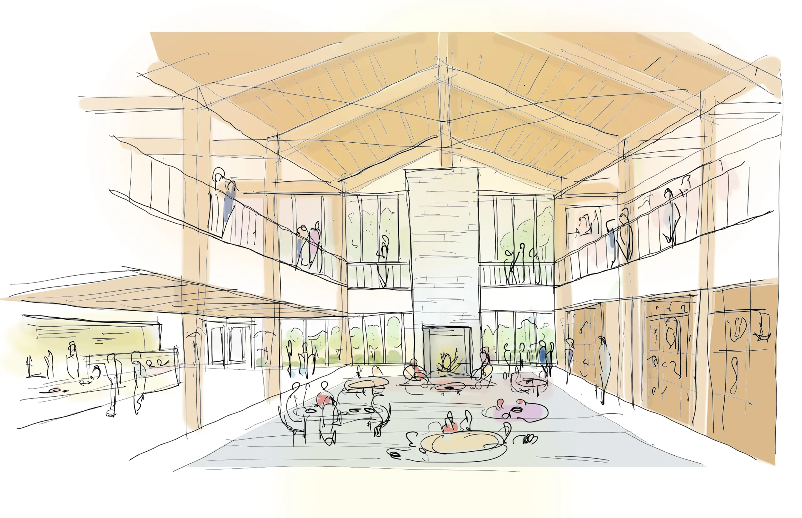 drawing of a campus space