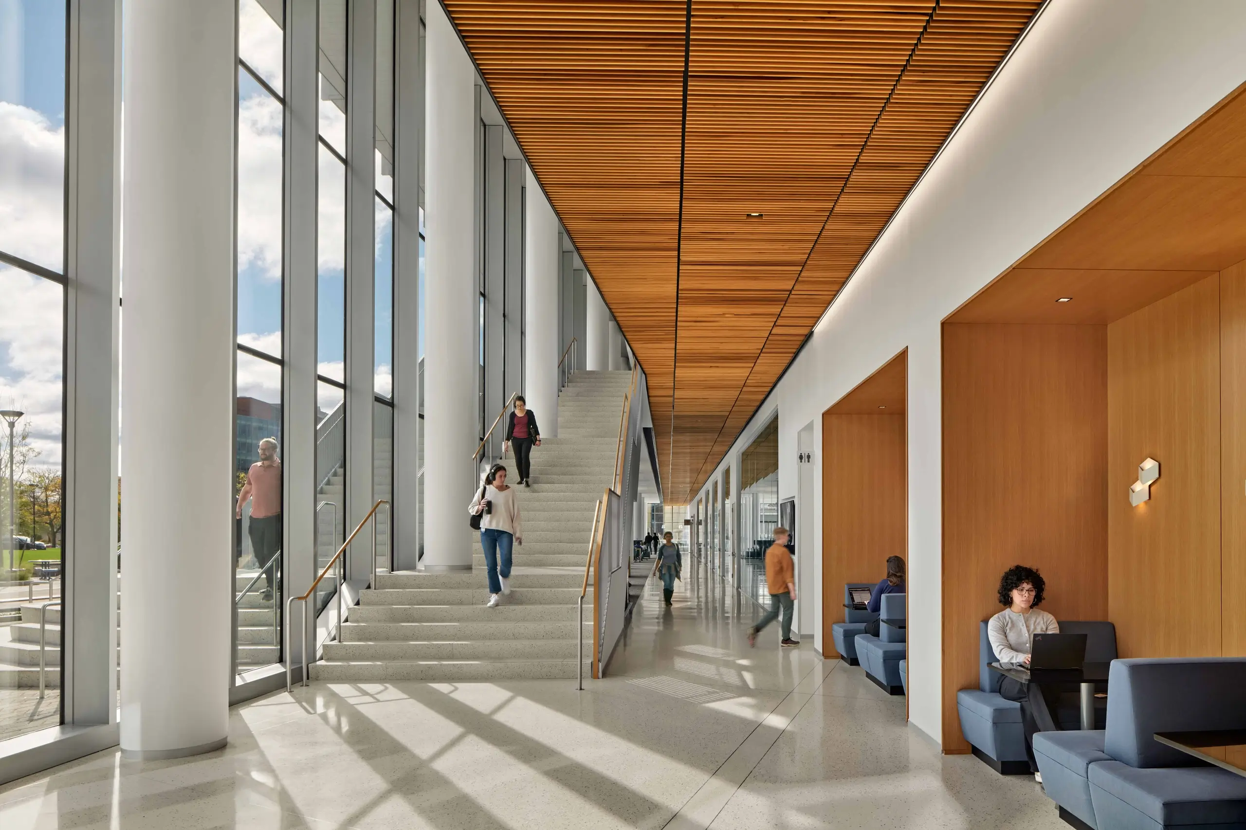 umass chan NERB entry lobby and stair