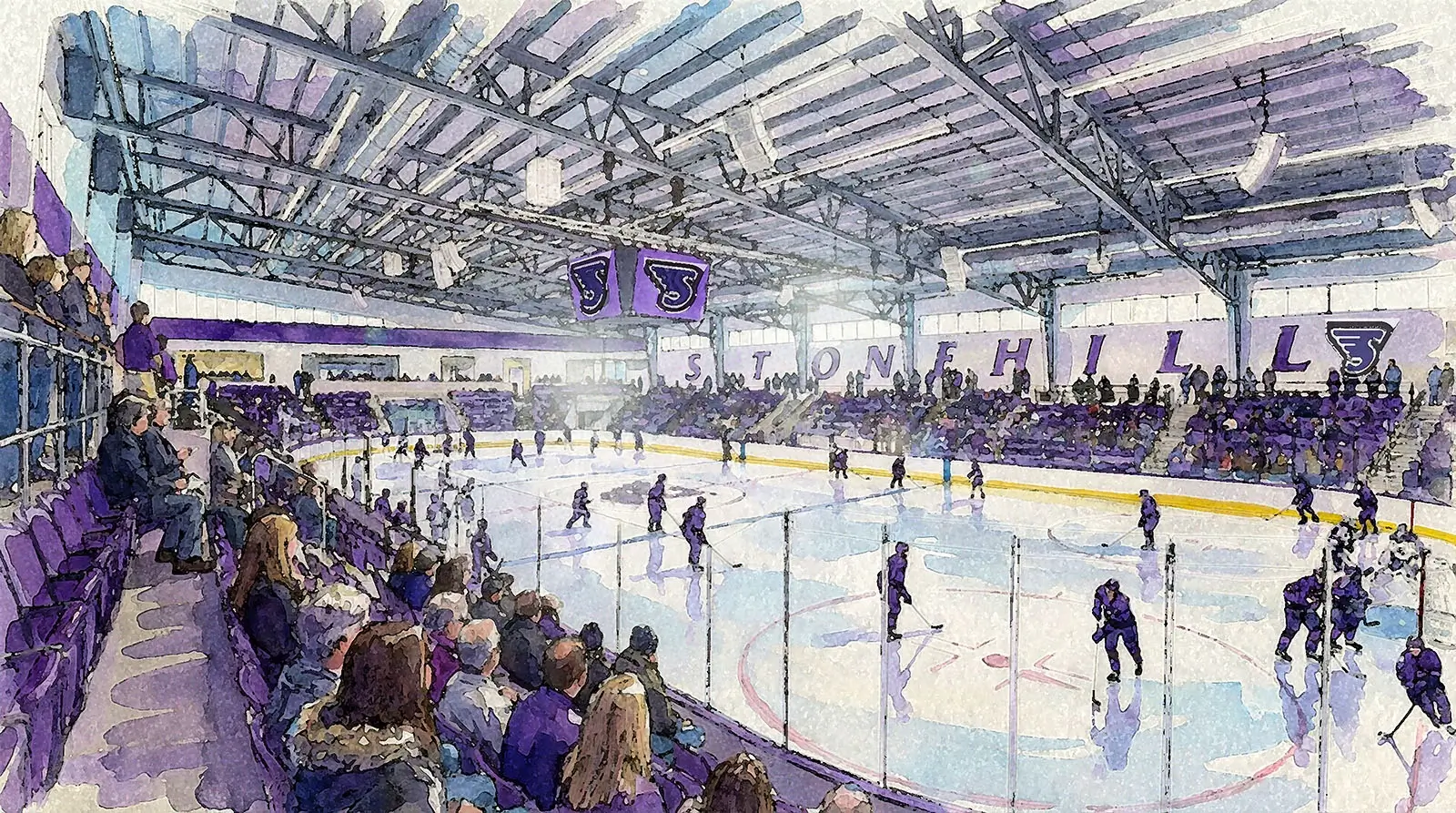 Ice hockey arena rendering for Stonehill College